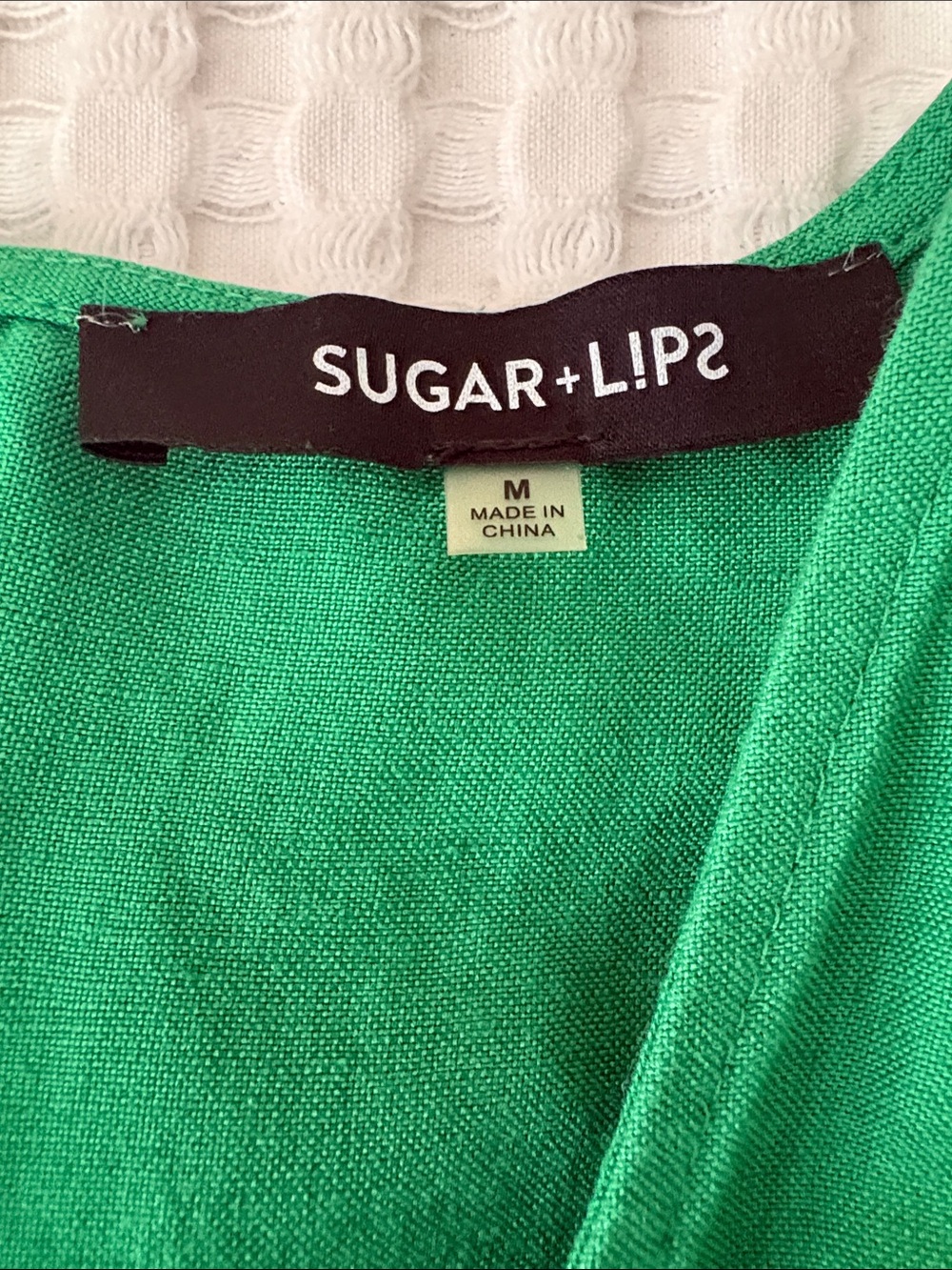 Sugarlips Kelly Green Linen Blend Preppy Office Button Front Babydoll Dress SZ M - Picture 3 of 7